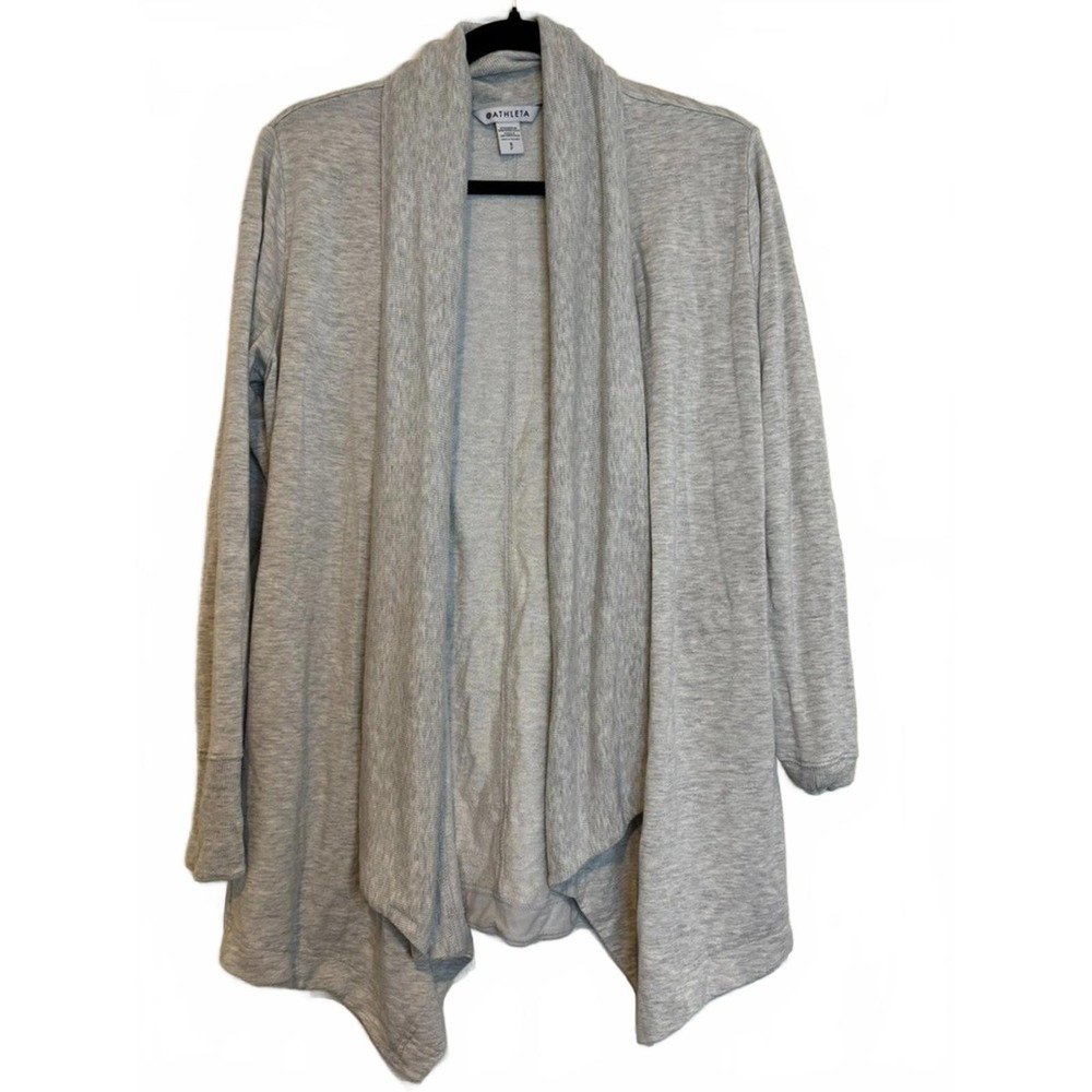 Althleta oversized S grey long open front cardigan sweater athletic casual #1733